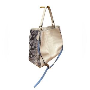 A. Bellucci Genuine‎ Leather Cream and Snake Print Shoulder Bag